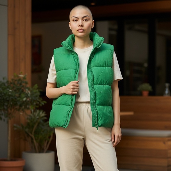 Jackets & Blazers - Puffer Vest Women's Green Size Small